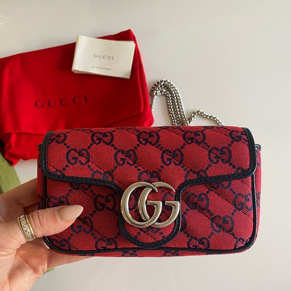 Gucci Marmont Limited Edition Rare Super Mini Red Canvas Cross Body Bag - Picture 2 of 7